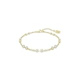 Swarovski Strand Remix Collection, Silueta Bañada en Tono Oro que Presenta Eslabones Grandes y Cristales Brillantes a Intervalos Regulares, Blanco