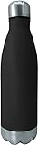 NERTHUS Pared Simple Negra de Acero Inoxidable 750 ml, Agua, Botella Reutilizable, Negro, 29 x 7,5 x 7,5 cm