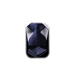 HISDERN Corbatas de Hombre Azul marino Corbata y pañuelo Conjunto para boda