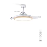 CREATE / WIND CLEAR M/Ventilador de techo con luz madera clara con mando / 40W, Ø108 cm, temporizador, 6 velocidades, aspas retráctiles, 3 temperaturas de luz, función verano-invierno