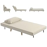 HOMCOM Sofá Cama Individual 3 en 1 94x78x80 cm Sillón Cama con Respaldo Ajustable en 6 Posiciones Almohada Acolchada Carga 350 kg para Oficina Dormitorio Salón Beige
