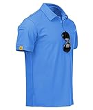 geeksport Polo de Hombre Manga Corta Golf Camisetas Deporte T-Shirt Verano (Azul Claro L