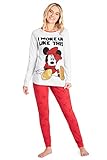 Disney Pijama Mujer Invierno Pijama Stitch Conjunto Pijama Mujer Largo Tallas S-XL Regalos Stitch Mickey Minnie (Gris/Rojo Minnie, M)