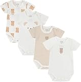 Chicco, Body Recién Nacido, Set de 4 Bodies de Manga Corta de 100% Algodón, Unisex, Bebé 0-24 Meses, Designed in Italy