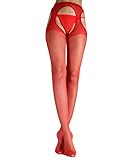 WOOTI Panty effecto Seda GUSTOSA 15 den con Liga, Color Rojo, talla M, Atractivo, Elegante, Cómodo, Velado, Sexy, Refinado