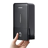 AIKE AK1006 Dispensador De Jabón Pared, 800 ml Dispensador de Jabón Manual de Plástico, Dispensador de Jabón Líquido para Manos Comercial, Negro Mate