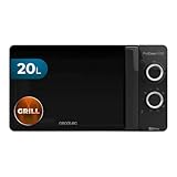 Cecotec Microondas con Grill Negro ProClean 3130. 700 W en 6 Niveles, Capacidad de 20 L, Revestimiento Ready2Clean, Tecnología 3DWave, Diseño puerta FullCrystal y Detalles metálicos