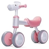 Hilifexll Bicicleta sin Pedales para Niños a Partir de 1 Año, Bici Bebe de Equilibrio con 4 Ruedas, Juguete para Niños de 12 a 24 Meses, Niños y Niñas Regalos Originales Bebe 1 Año (Rosa)