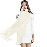 Gukasxi Bufandas de mujer para invierno cálido pashmina bufanda bufanda para mujeres niñas bufandas grandes suaves color sólido 200 x 60 cm, Blanco