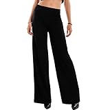 Toocool Pantalones Elasticos de Mujer, Pantalones Palazzo de Mujer con Cintura Elástica VI-9292 [XL, Negro]