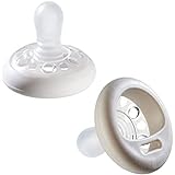 Tommee Tippee Breast-Like Soother, Skin-Like Texture, Symmetrical Orthodontic Design, silicona, BPA-Free, 0-6m, Pack of 2 Dummies