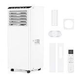 Aire acondicionado portátil 9000 BTU 2,6 kW(con mando a distancia), bajo consumo energético, pantalla LED, 4 modos, 2 velocidades de ventilador, 25 m², temporizador de 24 horas