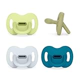 Suavinex, Pack 4 Chupetes Todo Silicona, para Bebés 0/6 Meses y Recién Nacidos, con Tetina Fisiológica SX Pro, Súper Blandito y Flexible, Ideal para Dormir, Respeta Desarrollo Bucodental, Azul, Verde