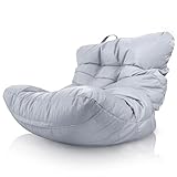 Aiire Puff Salón XXL de Diseño - Sillón Puf con Relleno Incluido para Adulto - Bean Bag Chair Premium para Dormitorio - Funda Desenfundable y Lavable Gris Claro
