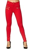 Elara Pantalones Elásticos de Mujer Skinny Fit Jegging Chunkyrayan Rojo H86-10 Rot 42 (XL)