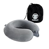 Makimoo Almohada de Viaje de Espuma viscoelástica, Almohada para el Cuello, cómoda y Liviana, Ideal para Dormir en avión, automóvil, autobús y Uso doméstico (Gris)