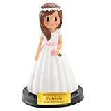FIGURA NIÑA PARA PASTEL (TARTA) DE COMUNIÓN PERSONALIZADA. MEDIDA 15 CM Diadema Flores