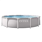 Intex - Piscina Desmontable, Gris, D366x76 cm, Capacidad para 6.503 litros, Estructura metálica, Ideal 5 Personas, Montaje 30 Minutos, Conexiones depuradora Ø32 mm (56080)