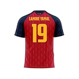 RFEF - Réplica Oficial Camiseta de Lamine Yamal España Dorsal 19-1ª Equipación Selección Española 2026-100% Poliester Transpirable - Adulto Unisex Talla 2XL