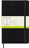 Moleskine - Cuaderno Clásico con Hojas Lisas, Tapa Dura y Cierre Elástico, Color Negro, Tamaño Grande 13 x 21 cm, 240 Hojas