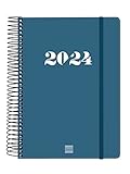 Finocam - Agenda 2024 Espiral My 1 Día Página Enero 2024 - Diciembre 2024 (12 meses) Azul Español