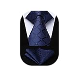 HISDERN Corbatas de Hombre Azul marino Corbata y pañuelo Conjunto para boda