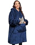 Voqeen Sudadera Sherpa con Capucha, Manta de Gran tamaño, Supersuave, cómoda de Llevar con Pijama, con un Gran Bolsillo, Talla única, Hombres, Mujeres, niñas, niños, Amigos