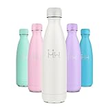Botella Agua Acero Inoxidable 500ml, Termo Agua sin BPA, Botella Termo Reutilizable, Cantimplora Termica con Doble Pared, Botella Termica para Oficina, Escuela, Yoga, Deporte, Senderismo, Aire Libre