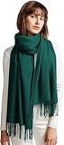 MaaMgic Bufanda Mujer Invierno Pañuelo Palestino Bufanda Pashmina Mujer Grande Chal Sólido Algodón Suave con Borlas Regalos Originales Reversibles Scarf 200 × 70 CM Verde Oscuro New
