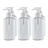 Bote dispensador de Gel rellenable 200 ml. Frasco hermético de plástico Pet Transparente para jabón, champú, lociones, hidroalcohol. (6 Unidades)
