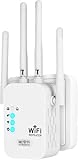 WiFi Repeater, 1200Mbps Amplificador Señal Repetidor Doble Banda 2.4G/5G con 4 Antenas, Wifi Amplifier Extensor con 3 Modos(Repetidor/Router/Ap), Puerto Ethernet, Compatible con Todos los Routers WiFi