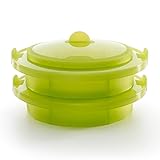 Lékué Vaporera silicona platino 2 niveles, Verde, 22 cm