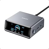Anker Prime GAN Cargador USB C Carga Rapida 250 W, Estación de 6 Puertos, Pantalla LCD de 2,26' y Dial de Control Inteligente para MacBook Pro/Air, iPhone 17/16/15/14 Air, Pixel, Galaxy, Apple Watch