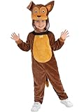 Smiffys Disfraz de perro para niños pequeños, Marrón, con mono con capucha Halloween, Carnaval