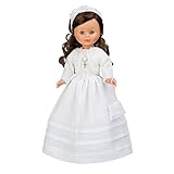 Nancy - Muñeca vestida de Primera Comunión, morena, con vestido blanco, de estilo clásico, para colección y regalar, Famosa (700011490)