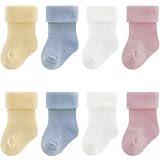 COYUN 4 Piezas Calcetines Recien Nacido Bebe Algodón Niños Pequeños Calcetines de Corte Medio para Bebé Niña Calcetines Respirable Deportivos Calcetín Bebé,4 colores (0-6 Meses)