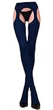 WOOTI Panty de Microfibra de 100 den MESSICANA con Liguero incorporado, color Azul, talla S/M, Atractivo, Elegante, Cómodo, Caliente, Suave, Sexy, Resistente, Opaco
