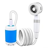 ZMdooreasy Ducha portátil para camping, sistema de cabezal de ducha portátil recargable, bomba de agua con bolsa de almacenamiento para actividades al aire libre