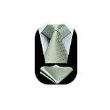 HISDERN Corbatas de Hombre Verde claro Houndstooth Modernas Boda Elegante Corbata y Pañuelo Conjunto Moda Clásico Corbatas de Business Partido