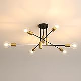DAXGD lámparas de techo retro negras E27, Lámparas de techo industriales, luces de techo de ángulo ajustable de 180° para lámpara de sala de estar del dormitorio (Diámetro 72cm)
