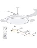 Jardin202 - Ventilador de Techo LED con 4 Aspas 3500-4000-6500K Temporizador, 6 Velocidades, Aspas retráctiles | Tarifa (Blanco)