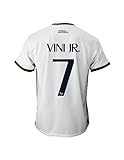 Real Madrid Camiseta Primera Equipación Temporada 2023-2024 - Vini JR. 7 - Replica Oficial con Licencia Oficial - Adulto (M)