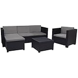 SP Berner - Shaf - Manhattan | Set Muebles de Salon Exterior - Conjunto Muebles Jardin Exterior 5 Plazas | Fabricado en España con Materiales Reciclados - Color Grafito