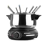 Orbegozo FDR 14 - Fondue eléctrica para 8 Personas, 1,4 litros, Queso, Chocolate y Carne, regulador de Temperatura, Tapa antisalpicaduras, Olla extraíble Acero Inoxidable, 1500 W