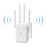 2026 Nuevo Repetidor WiFi, Amplificador Extensor WiFi con 2 Puertos ethernet, 4 Antenas, Modo Repetidor/Router/Ap, Extensor WiFi para Casa/Oficina, fácil instalación acción