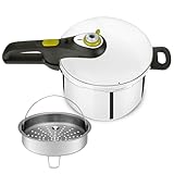 Tefal Secure 5 Neo 8 L con cestillo - Olla a presión de acero inoxidable, ahorro energético hasta 50%, cocción a presión, 2 programas, sistema seguridad 5 puntos, apto todas cocinas, P25344