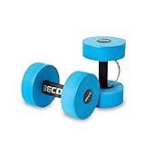 BECO Mancuernas Aquafitness - Mancuernas para trotar, aeróbicos acuáticos y clases de natación, mancuernas de espuma con asa de bucle, 1 par, mediano, 22 x 15 cm