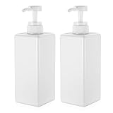 2 Pcs Dispensador Jabon Baño, 650 ML Dispensador Jabon Cocina con Bomba, Botes para Gel y Champu Ducha, Dispensador de Jabón Líquido Recargable para Cocina y Baño Champú(Blanco)