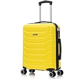 RAYKONG Maleta de Cabina 55x40x20cm Policarbonato (40L) semirígida Trolley pequeño Equipaje de Mano 4 Ruedas giratorios a 360º Cierre numérico (Amarillo)