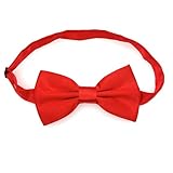 JZK Pajarita roja brillante preatada para hombres, mujeres y perros grandes, pajarita de esmoquin formal ajustable de color sólido clásico de doble capa para bodas, fiestas, disfraces, disfraces